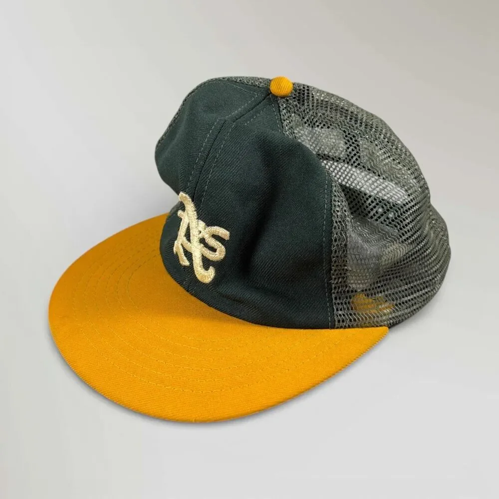 Vtg Oakland A's Athletics Annco Trucker Mesh Cap Hat Snapback Made In USA MLB